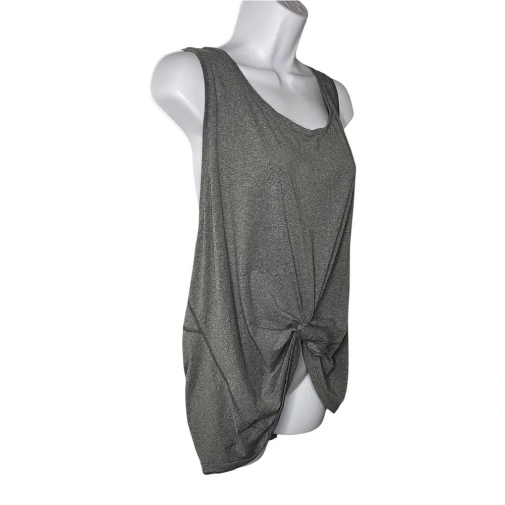 All in Motion Gray Racerback Tank Top 3X |Activewear Knot-Front Detail Plus Size